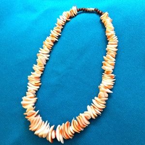 Aritisan Peachy Pink Conch Shell Shards Collar Style Boho Necklace